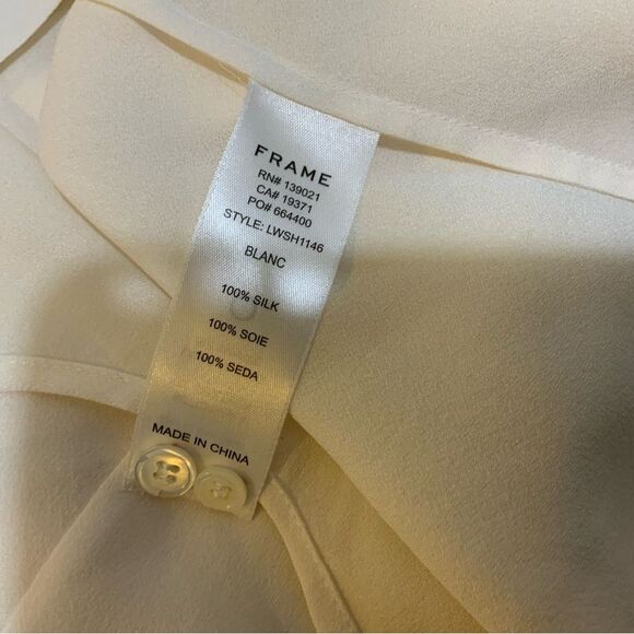 FRAME Gilian 100% Silk Puff-sleeve Top In white size small - Picture 13 of 15